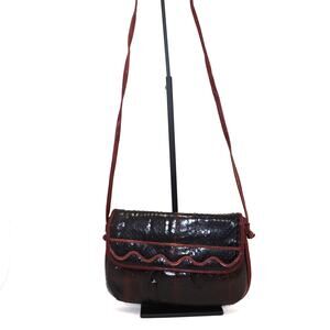 Clemente Vintage Snakeskin Shoulder Bag‎ Burgundy Trim
